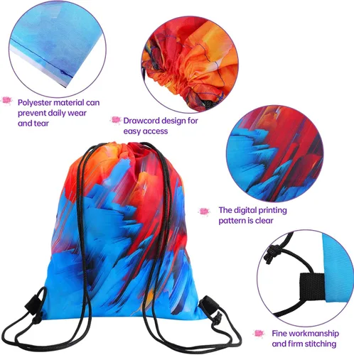 Miniatura 3 de 15 bolsas de regalo de fiesta con cordón de teñido anudado, mochila pequeña con cordón, bolsa de tela con cordón, bolsas de regalo de cumpleaños