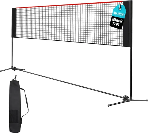 Miniatura 12 de OLIXIS Red de bádminton portátil, red de voleibol ajustable en altura, red de bádminton con bolsa de transporte, red de voleibol para piscina, patio