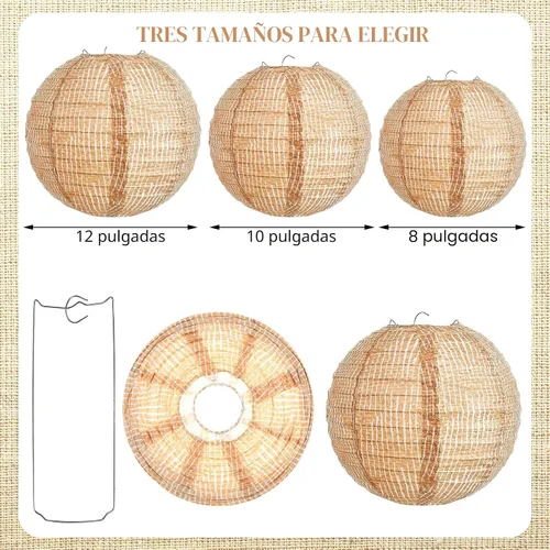 Miniatura 2 de Hortsun 6 linternas de papel de arpillera impresas, faroles redondos de papel chinos, decoración de granja, aula, hogar, dulce aula, fiesta