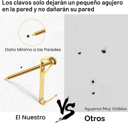 Miniatura 5 de Kit de 184 piezas para colgar cuadros, colgadores de cuadros de 20lb, 30lb y 50lb, ganchos metálicos para colgar cuadros con clavos, en paneles