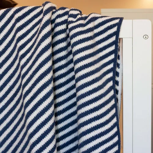Miniatura 2 de Manta de chenilla para bebé, manta para niños pequeños, suave y afelpada, 40 x 30 pulgadas (NAVY STIPES)