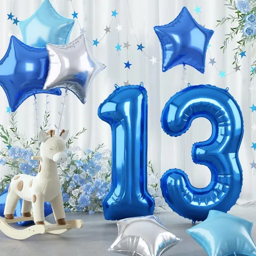 Miniatura 61 de Globo grande de aluminio 60, 40 pulgadas, color verde azulado oscuro, globo autoinflable del número 60 para hombres de 60 cumpleaños, globos de Azul