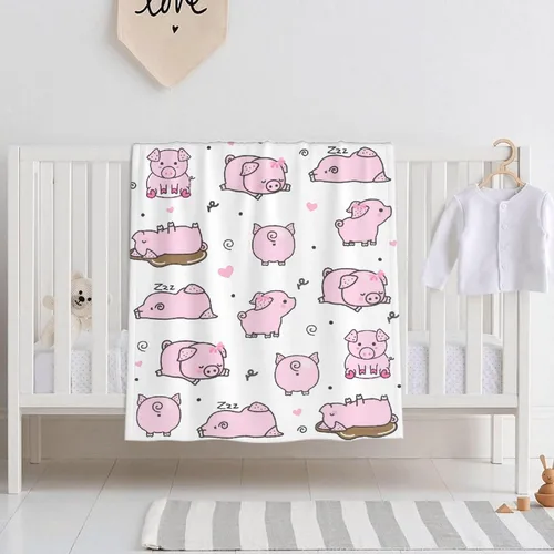 Miniatura 4 de Manta de bebé con diseño de cerdo lindo, acogedora y suave, para niños, niñas, recién nacidos, regalos de cumpleaños de Navidad, 40 x 30 pulgadas