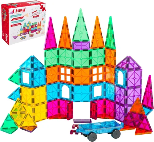 Miniatura 7 de Bmag Juego Magnético de Autos de 2 Piezas, Fichas de Construcción de Vehículos, Juguetes Magnéticos Compatibles con Fichas Magnéticas, Juguetes