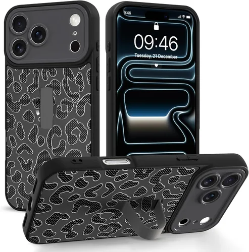 Miniatura 12 de Funda compatible con iPhone 17 Pro Max con correa de mano para los dedos, funda de teléfono con estampado de leopardo y guepardo para mujeres