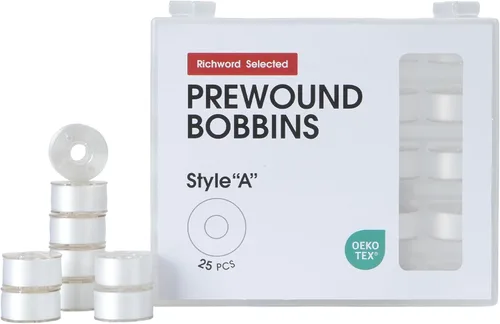 Miniatura 12 de Poolin Bobinas preenrolladas Richword Selected 144 piezas (clase 15) tamaño A de plástico, 70D/2 (60WT) hilo de bobina de poliéster para máquina