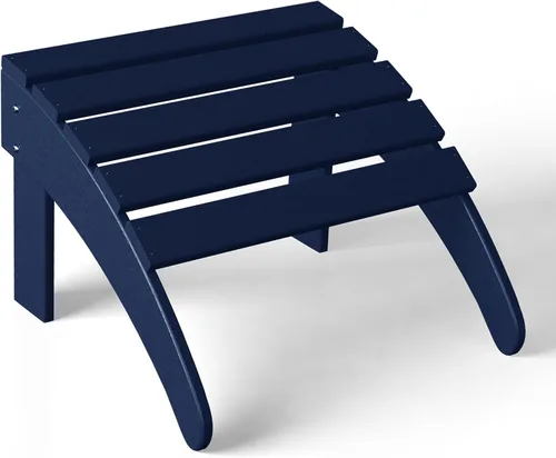Miniatura 5 de WestinTrends Reposapiés otomano Adirondack para patio al aire libre, taburete de madera de polietileno para todo tipo de clima, ampliamente Azul