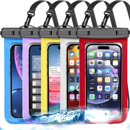 Miniatura 11 de Paquete de 5 bolsas impermeables universales para teléfono de hasta 8.3 pulgadas, bolsa seca impermeable para teléfono, nivel de protección: IP68
