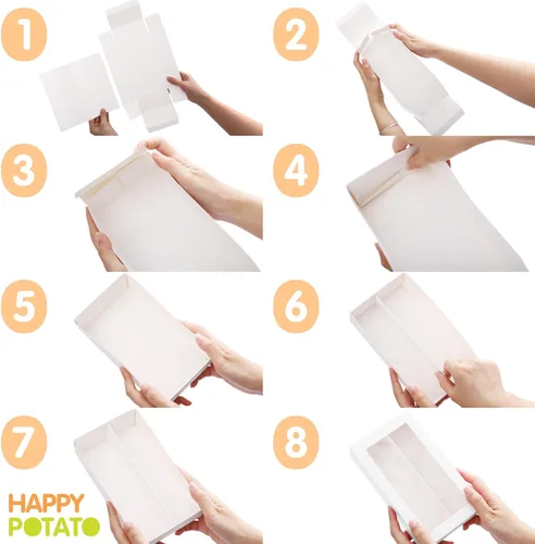 Miniatura 6 de HAPPY POTATO Paquete de 15 cajas de macarrones para 12, 7.2 x 4 x 1.9 pulgadas, caja de embalaje de macarrones con cinta, cajas de macarrones Blanco