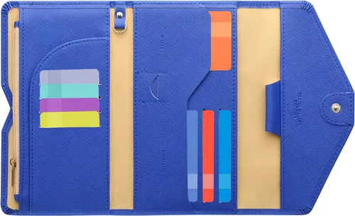 Miniatura 17 de Zoppen - Billetera de viaje con bloqueo RFID multiusos (Ver.4) Portatarjetas de pasaporte y vacunas, organizador de documentos de tres pliegues