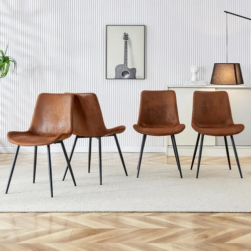 Miniatura 9 de gopop Juego de 4 sillas de comedor, modernas sillas de comedor de cocina, sillas laterales tapizadas para comedor en piel sintética, respaldos