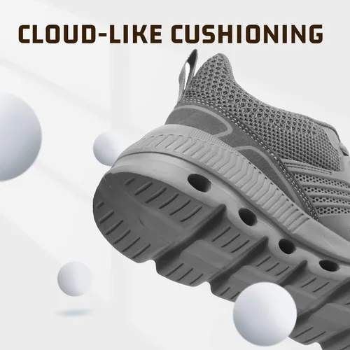 Miniatura 5 de Zapatos deportivos con punta de acero para hombres y mujeres, ligeros, con amortiguación de aire, zapatos de seguridad transpirables con puntera