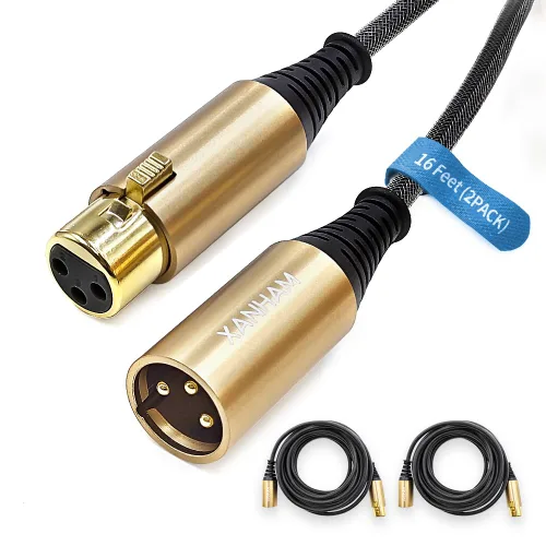 Miniatura 9 de Cable XLR de 3.3 pies/3.3 ft de micrófono de 3 pines hembra a macho, cable blindado equilibrado, trenzado de fibra con cable de micrófono de cobre