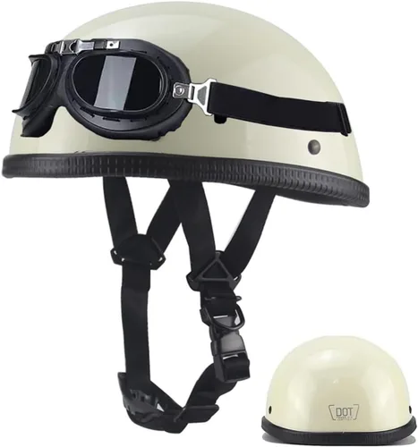 Miniatura 10 de Casco retro para jóvenes y adultos, casco clásico, medio casco, casco de motocicleta de perfil bajo, casco abierto para hombres y mujeres, aprobado