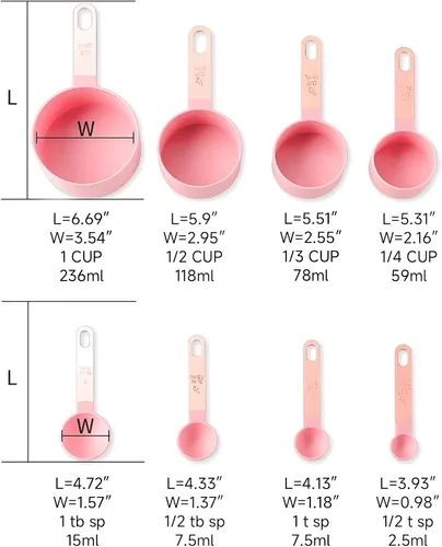 Miniatura 2 de Juego de taza medidora y cuchara medidora, juego de 8 tazas medidoras de líquidos o juego de tazas medidoras en seco, juego de cuchara medidora