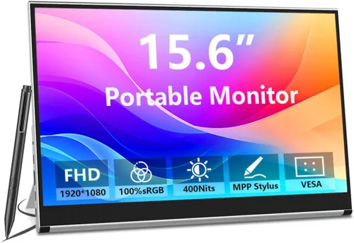 Miniatura 8 de Monitor portátil con pantalla táctil, monitor externo 1080P de 15.6 pulgadas con lápiz óptico MPP incluido, IPS, FHD, 100% sRGB, 400 nits, soporte