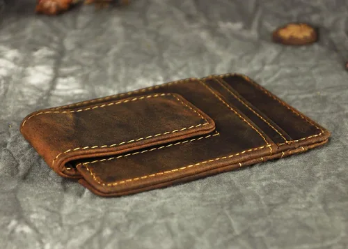 Miniatura 4 de Billetera de doble cara de cuero para hombre, moderna, pequeña, delgada, perfecta para tarjetas, monedas, etc. Billetera delgada y resistente