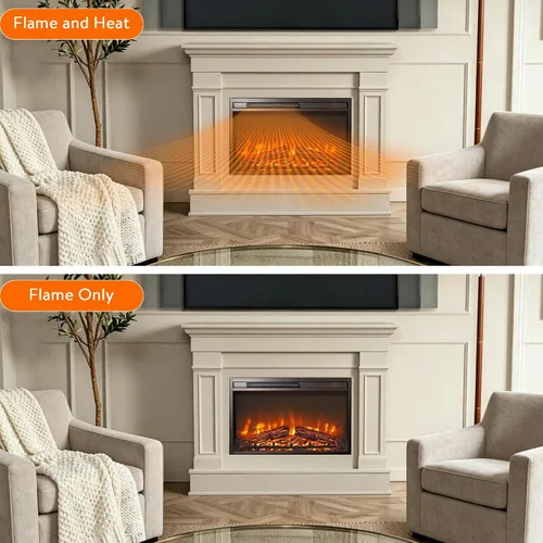 Miniatura 6 de Inserto de chimenea eléctrica de 26 pulgadas, brillo ajustable de 4 llamas, calentador de chimenea con control remoto, temporizador de 8 horas