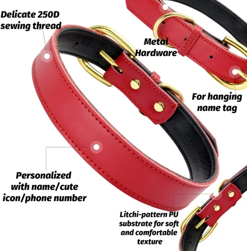 Miniatura 3 de Collares de perro personalizados, collar de perro de transferencia de calor con nombre y número de teléfono, collar de perro de cuero acolchado