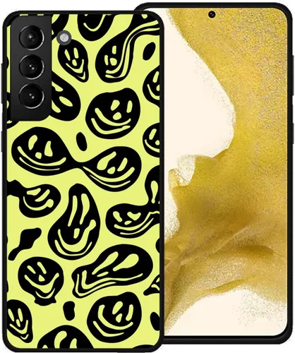 Miniatura 23 de Funda de teléfono para Samsung Galaxy S22 5G, rosa pastel y blanco, divertida sonrisa trippy derretida hippie sonriente calavera fantasma cara linda