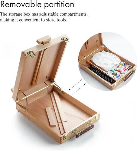 Miniatura 6 de ARTIFY Art Supplies Kit de caballete de mesa con 12 pinturas acrílicas, 13 pinceles, 4 tablas de lona, 2 cuchillos de paleta y paleta de plástico