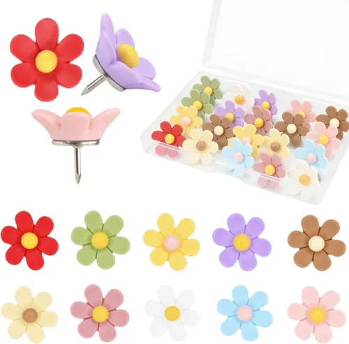 30 piezas de alfileres decorativos para pulgares en 10 colores, bonita decoración de oficina para tablero de corcho, tablón de anuncios, fotos,