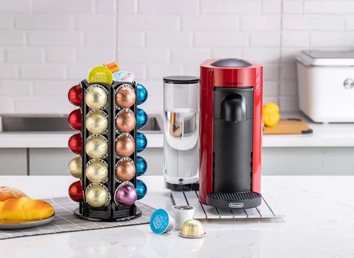 Miniatura 7 de Soporte de almacenamiento para cápsulas de café Nespresso Vertuo para 30 cápsulas con giros silenciosos de 360 grados, soporte para carrusel