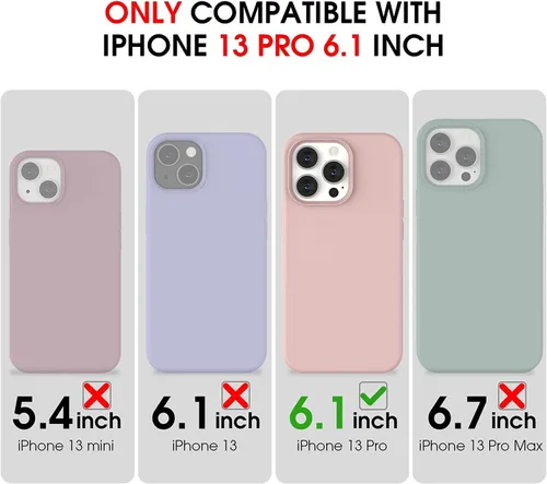 Miniatura 6 de Funda compatible con iPhone 13 Pro 2021, silicona líquida de gel suave de goma de 3 capas de cobertura completa