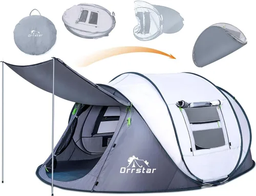 Pop Up Tents for Camping 2-4 Person Waterproof Easy Up Setup Camping Tent 2 Big Doors Instant Family Blanco