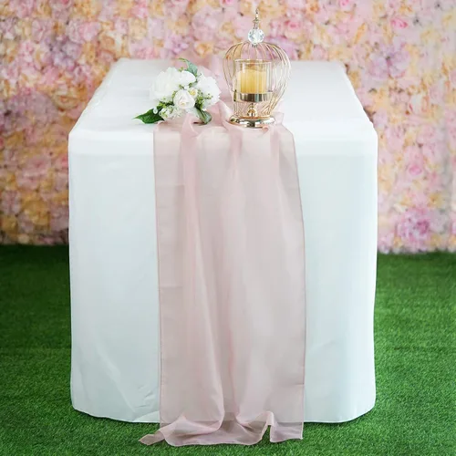 Miniatura 2 de Tableclothsfactory Camino de mesa de gasa prémium de 22 x 80 pulgadas para bodas, fiestas, banquetes, decoración, ajuste rectangular y mesa redonda