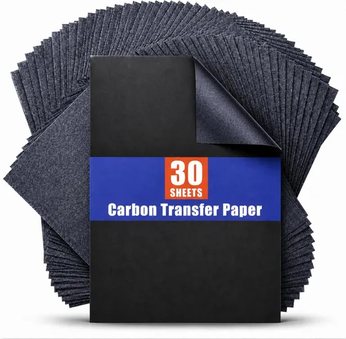 psler - Papel de carbón para rastrear papel de transferencia de grafito, 30 piezas, papel de grafito negro para trazar patrones de dibujo en