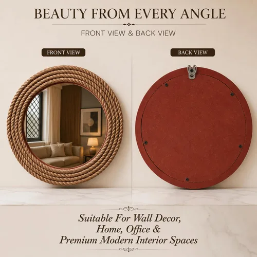 Miniatura 6 de Nagina International Decoración de pared náutica prémium hecha a mano con cuerda de espejo acentuado Regalos y coleccionables de decoración