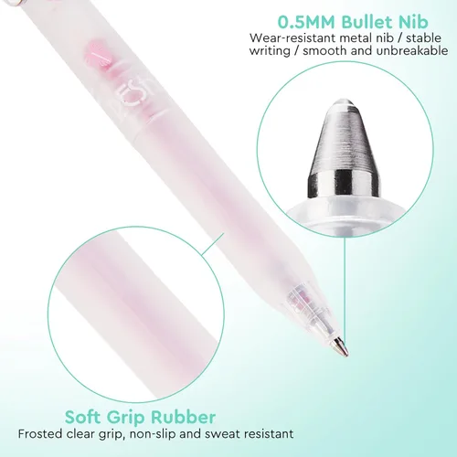 Miniatura 7 de Bolígrafos de gel con purpurina, 0.7mm de punta fina, 16 colores surtidos con agarre cómodo, bolígrafos brillantes retráctiles