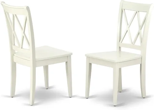 East West Furniture CLC-LWH-W Clarksville - Sillas de comedor con respaldo cruzado doble, juego de 2, color blanco lino