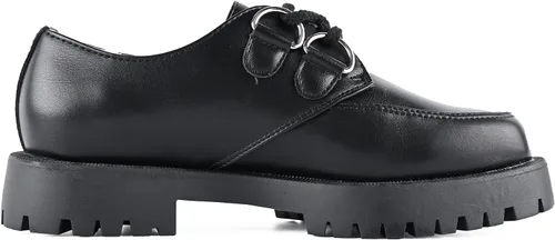 Miniatura 2 de KEIIYJ Womens Loafers Black Slip on Chunky Fashion Platform Shoes with Sliver D Ring Drawstring Comfortable Round Toe Ladies Business Casual Loafer