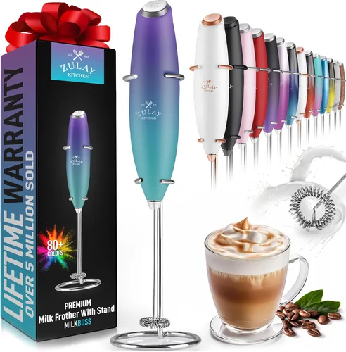 Miniatura 382 de Zulay Milk Boss Espumador de leche potente manual, hace espuma para latte, batidor para mezclar bebidas, café, miniespumador para capuchino, frappé