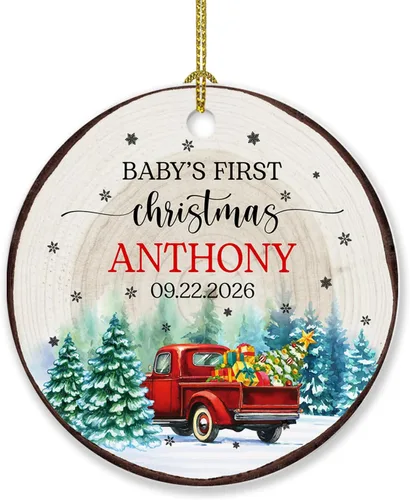 Miniatura 18 de Adorno de Navidad de la segunda Navidad del bebé 2026, marco de fotos de corona, adorno de segunda Navidad para papá, mamá, nombre de bebé