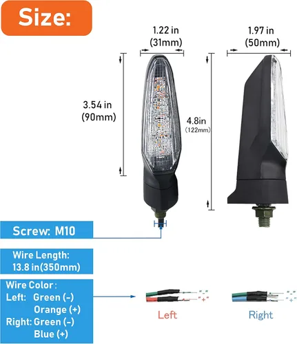 Miniatura 2 de Luz de señal de giro LED E-MARK Vehículo Inspección 2 unids set moto universal alto brillo DC12V