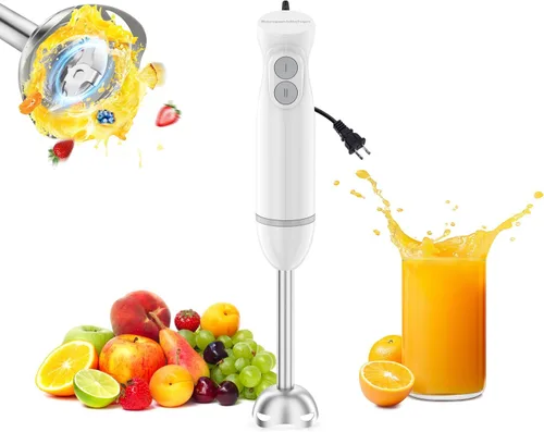 Miniatura 10 de Bonsenkitchen Batidora de inmersión de mano, batidora de mano de 2 velocidades de mezcla eléctrica con cuchillas afiladas, batidora de mano 3 en 1