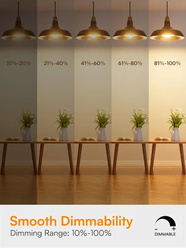 Miniatura 2 de TJOY Bombillas LED regulables A19, bombillas LED E26 equivalentes a 60 vatios, blanco suave cálido 2700K, base estándar de 800 lúmenes, bombillas