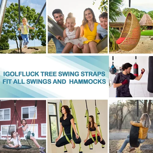 Miniatura 6 de Kit de correas para columpio de árbol de 4 pies/8 pies/15 pies/20 pies/25 pies, correas extralargas para columpio de árbol con capacidad para 5500