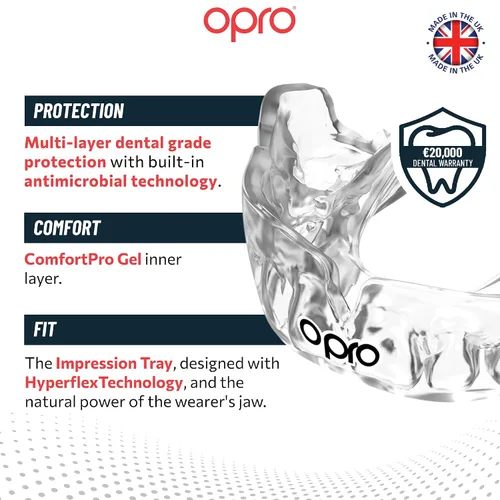 Miniatura 3 de OPRO Protector bucal instantáneo de ajuste personalizado, comodidad a nivel de dentista, protección y ajuste – Protector bucal moldeable para fútbol
