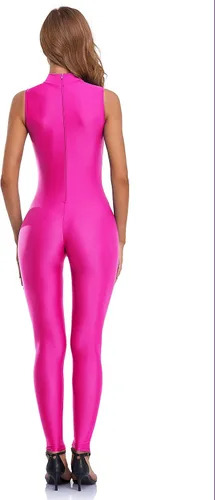 Miniatura 6 de speerise - Overol de elastano para mujer, con cremallera, sin mangas, ajustado al cuerpo, leotardo para disfraz