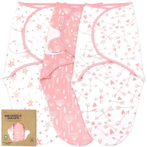 Miniatura 32 de Mantas para envolver para recién nacidos – Juego de 3 mantas para bebé de 0-3 meses – Saco de dormir ajustable – Envuelto suave de algodón orgánico