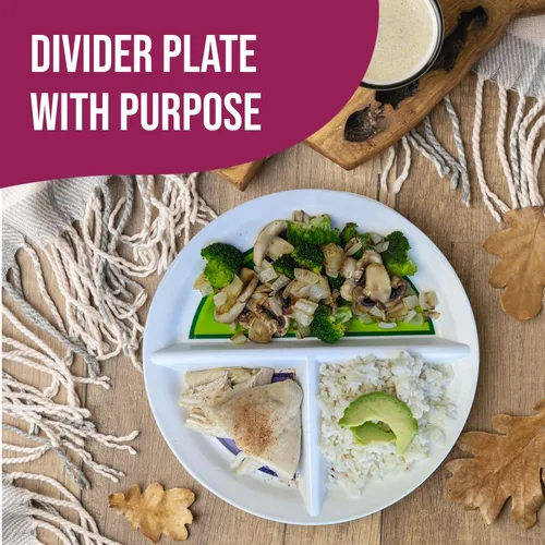 Miniatura 2 de Health Beet Plato de control de porciones de 10" para diabéticos para una alimentación equilibrada - 3 secciones divididas para verduras