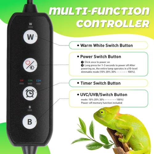 Miniatura 5 de HNRLOY Luz de reptil UVB, lámpara de reptil LED regulable UVA UVB de 9 W para dragón barbudo, camaleón, tortugas, gecko, serpiente, lagarto