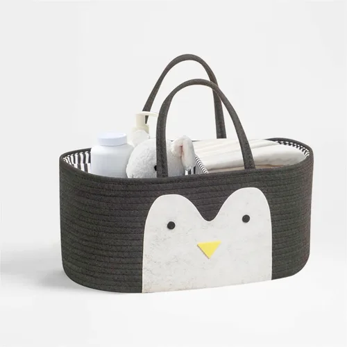 Miniatura 6 de T&T Homewares Organizador de pañales, cesta de pañales de cuerda de algodón, cesta de baby shower, contenedores de almacenamiento para guardería