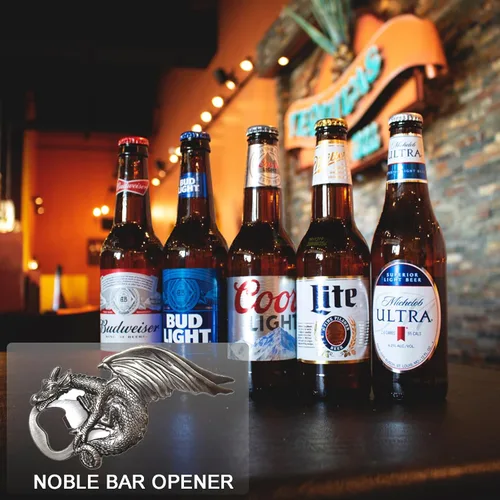 Miniatura 5 de Abrebotellas de dragón, estilo gótico, dragón, de metal, cerveza, barman, abrebotellas, para hombres, regalo, bar, fiesta, juego (plata antigua)