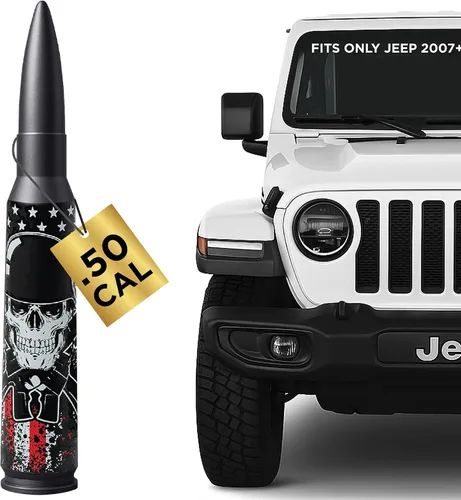 Miniatura 12 de 50 Cal Badass Bullet Antenna® se adapta a Jeep Wrangler JK y JL de (2007 para accesorios Jeep Wrangler y Gladiator), seguro para lavado de autos
