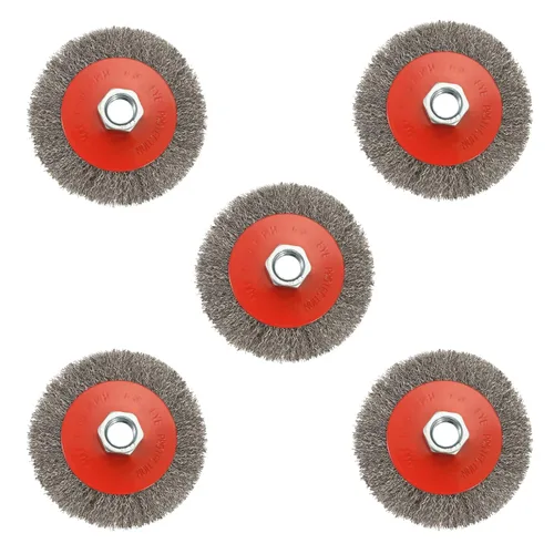 Miniatura 8 de AUPREX Juego de 4 cepillos de rueda de alambre para amoladoras angulares, 4 y 3 pulgadas, eje de rosca de 5/8 pies a 11, cepillos de alambre rizado